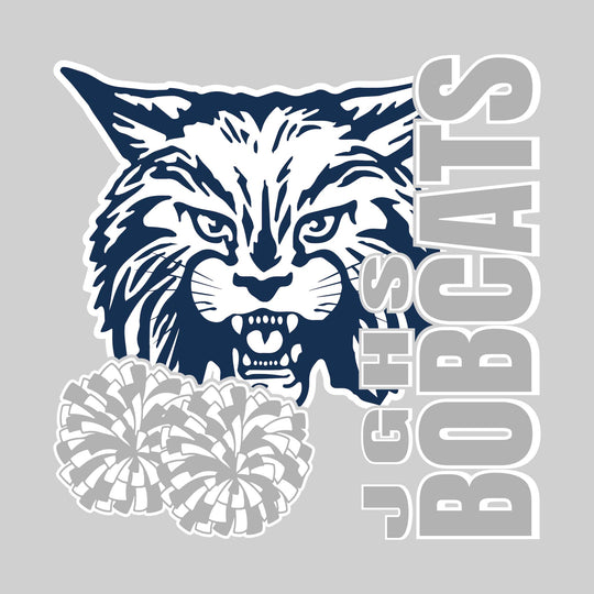 John Glenn Bobcats - Poms - JGHS Vertical with Mascot &amp; Poms