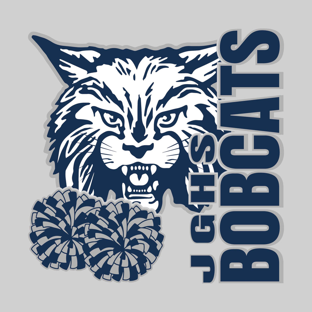 John Glenn Bobcats - Poms - JGHS Vertical with Mascot &amp; Poms