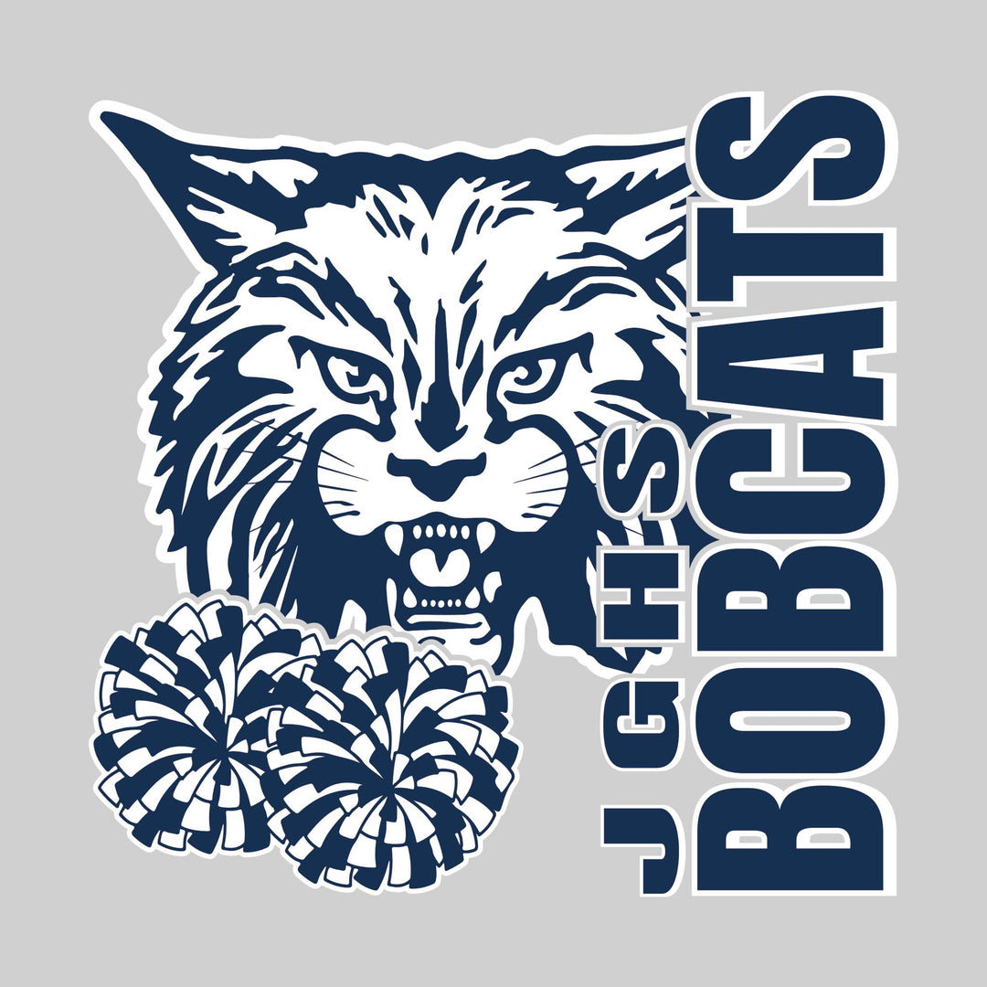 John Glenn Bobcats - Poms - JGHS Vertical with Mascot &amp; Poms