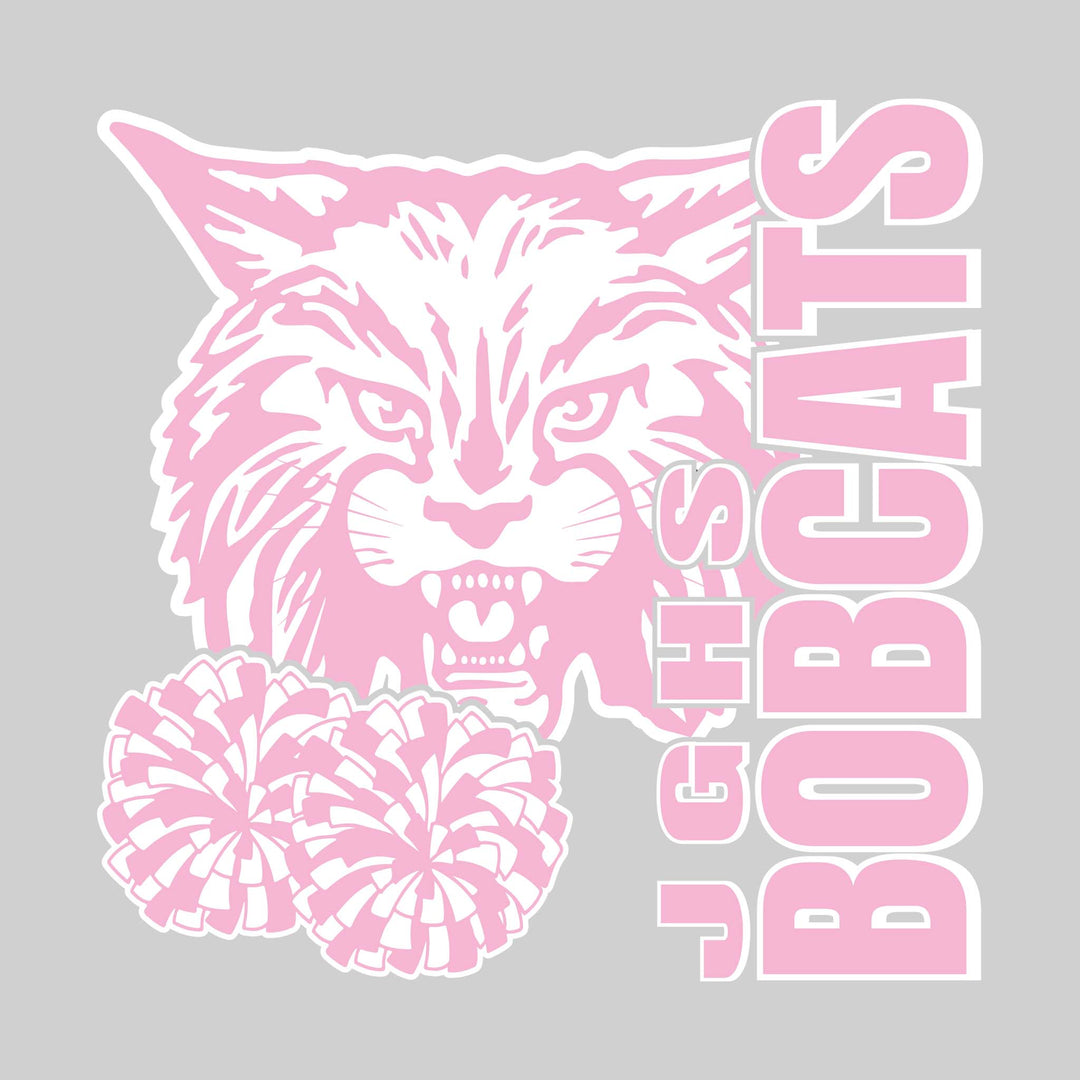 John Glenn Bobcats - Poms - JGHS Vertical with Mascot &amp; Poms