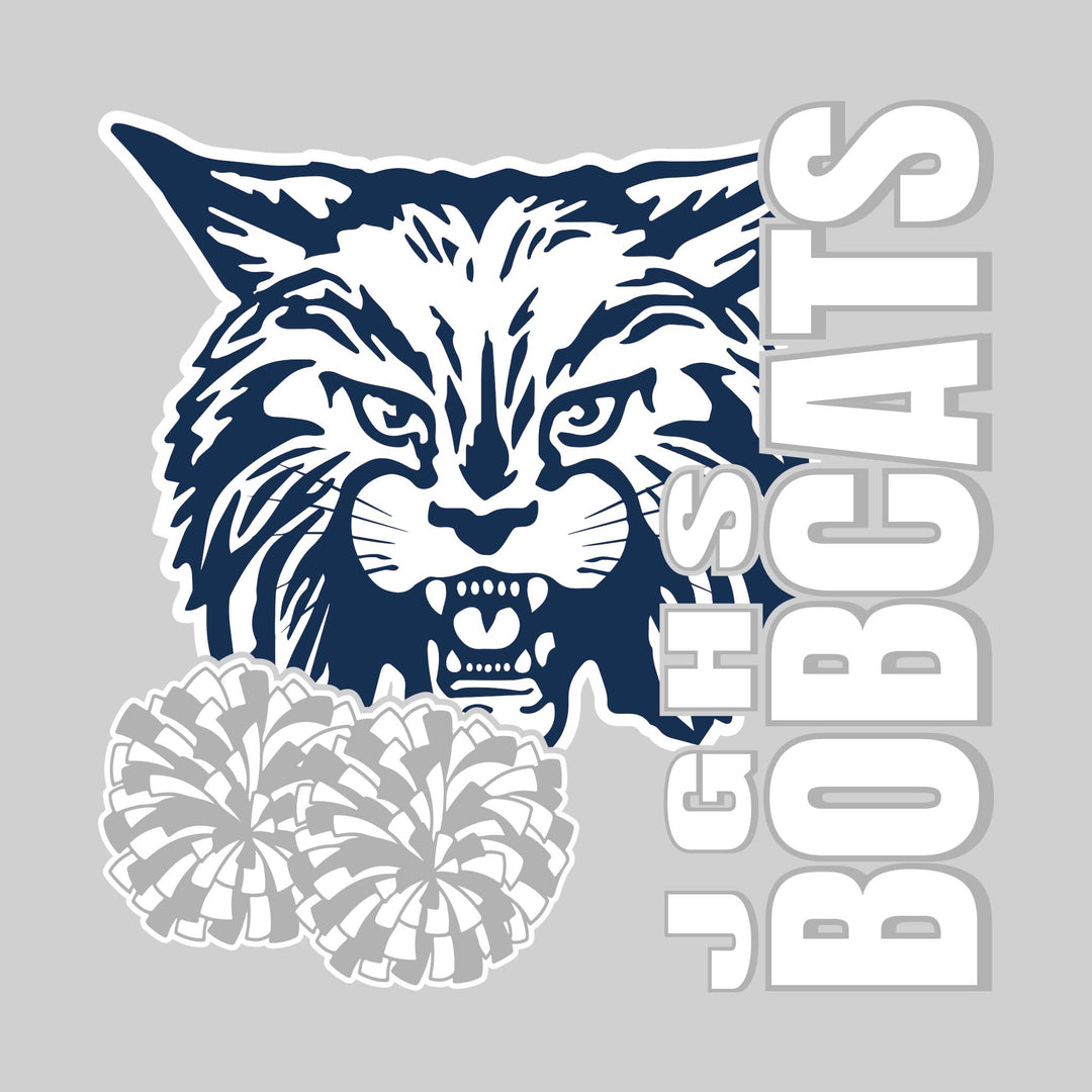 John Glenn Bobcats - Poms - JGHS Vertical with Mascot &amp; Poms