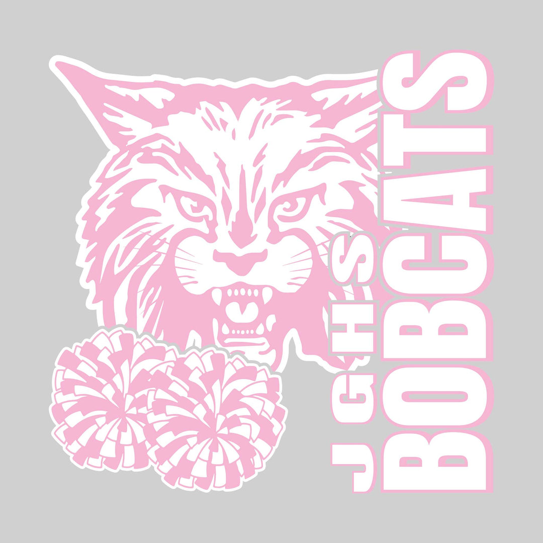 John Glenn Bobcats - Poms - JGHS Vertical with Mascot &amp; Poms