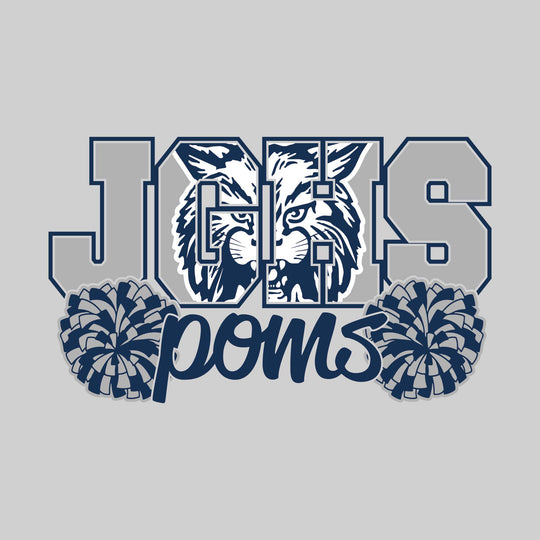 John Glenn Bobcats - Poms - JGHS with Mascot Inset and Poms
