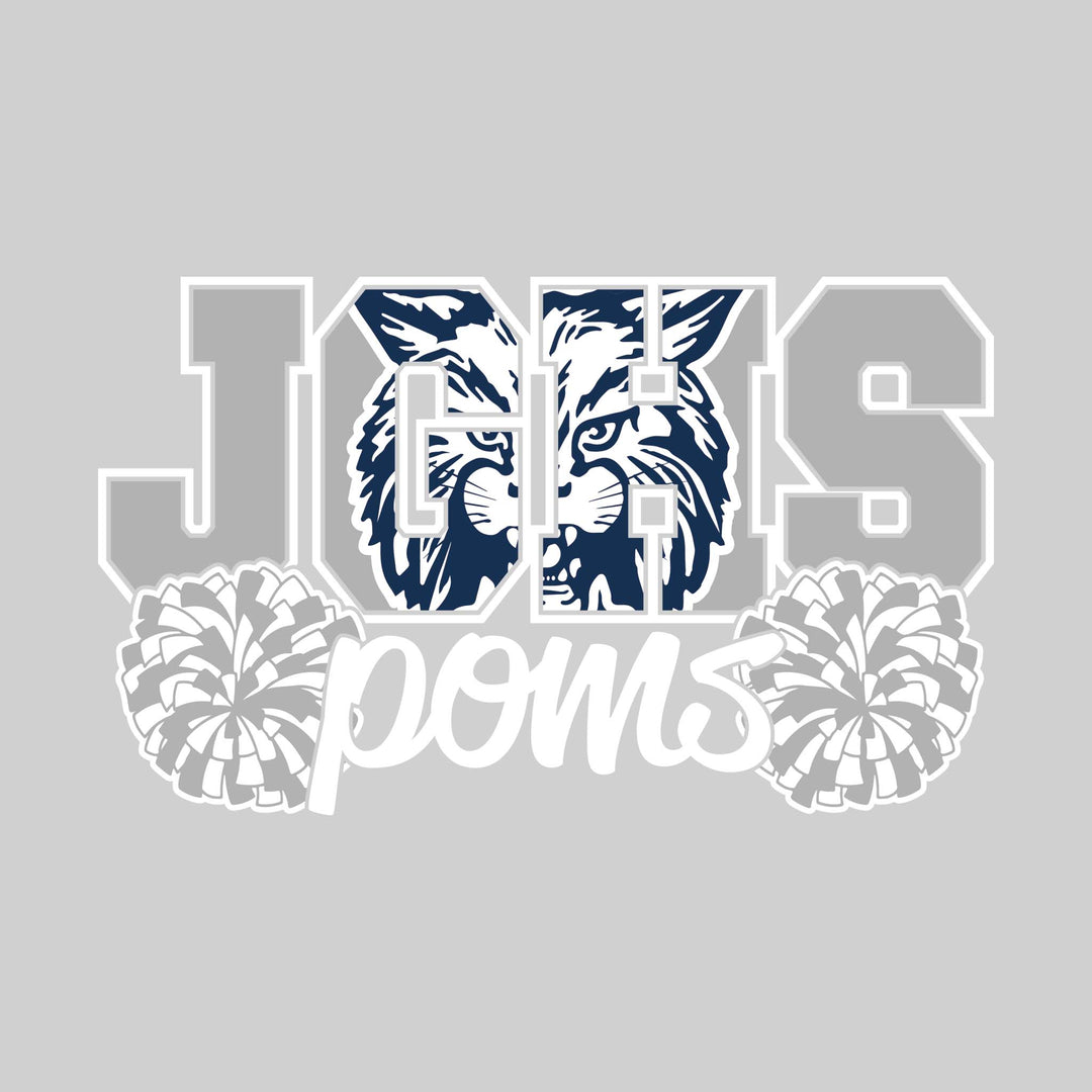 John Glenn Bobcats - Poms - JGHS with Mascot Inset and Poms