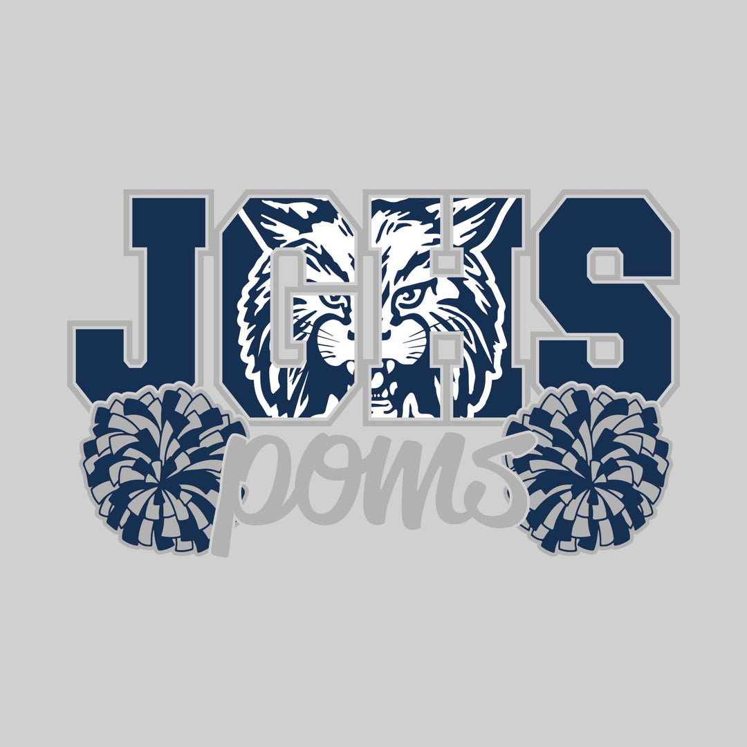John Glenn Bobcats - Poms - JGHS with Mascot Inset and Poms