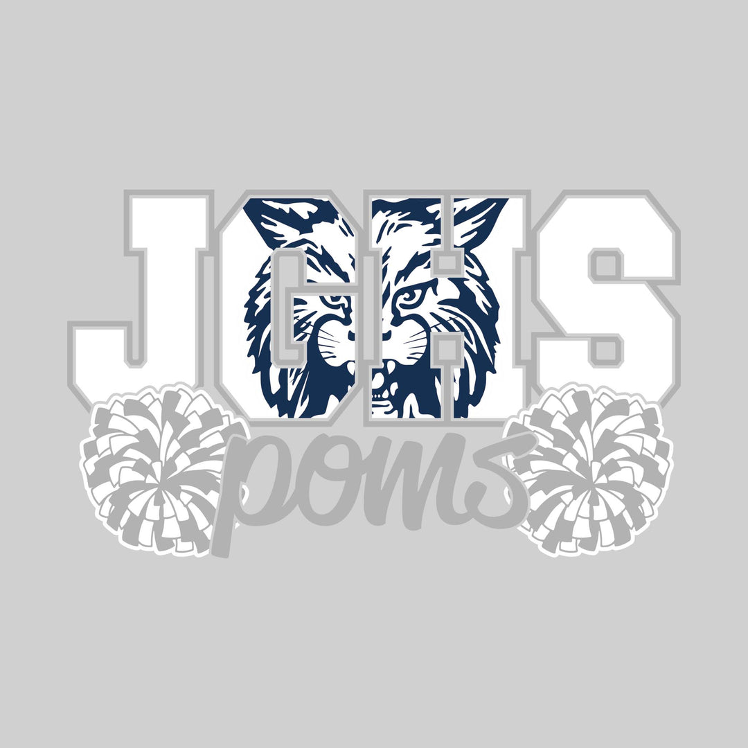 John Glenn Bobcats - Poms - JGHS with Mascot Inset and Poms