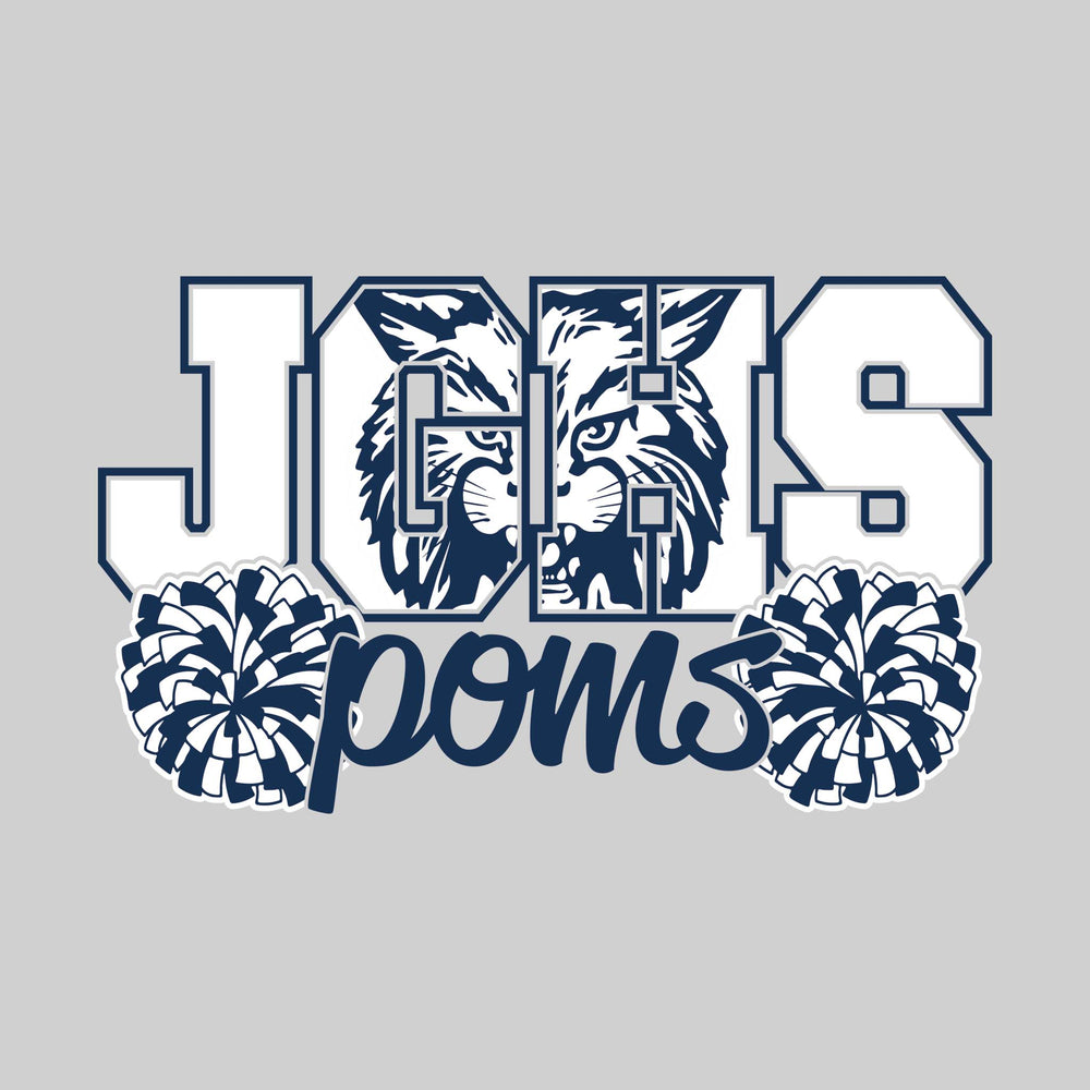 John Glenn Bobcats - Poms - JGHS with Mascot Inset and Poms