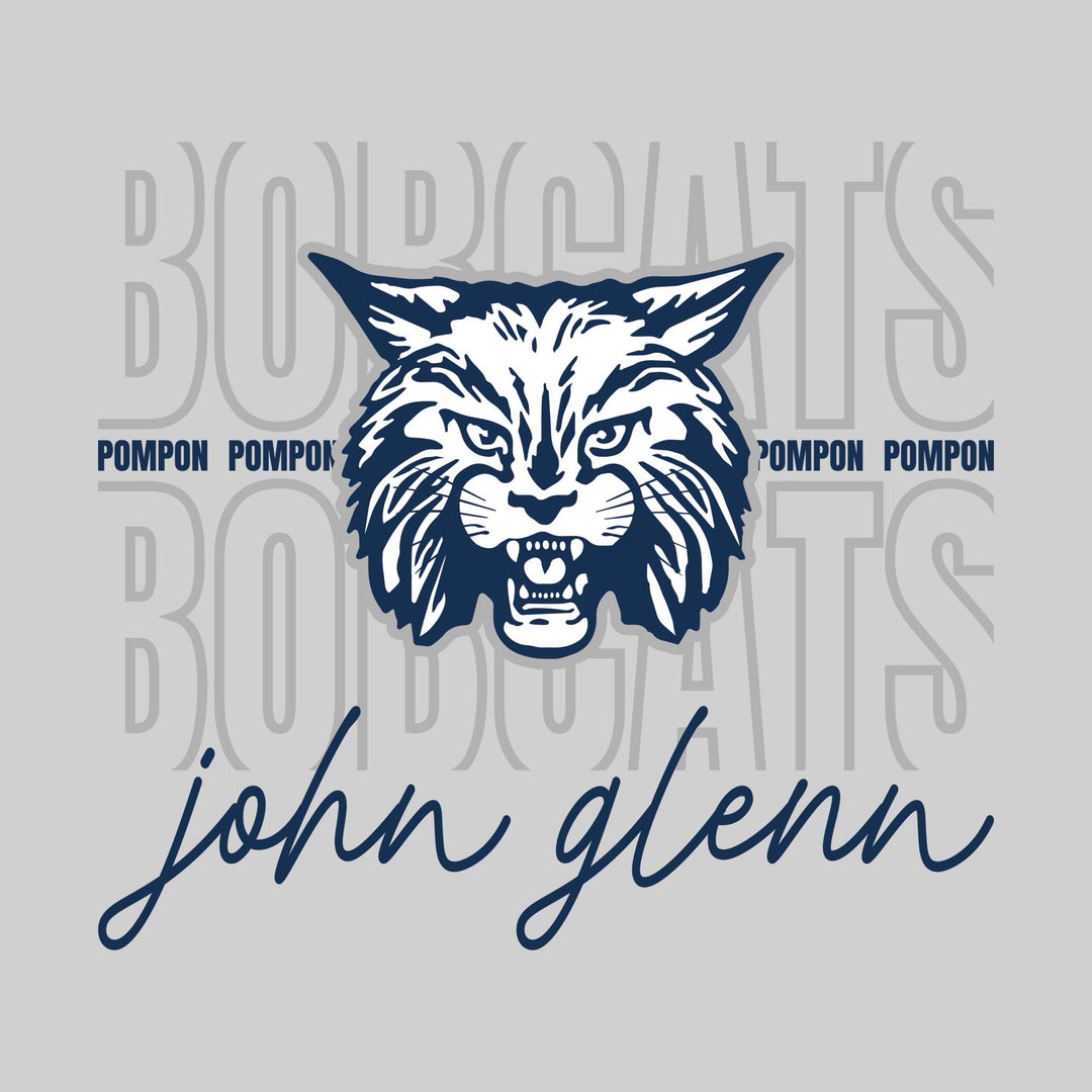 John Glenn Bobcats - Poms - Outlined Bobcats with Cursive John Glenn