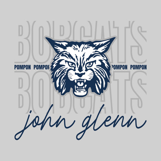 John Glenn Bobcats - Poms - Outlined Bobcats with Cursive John Glenn
