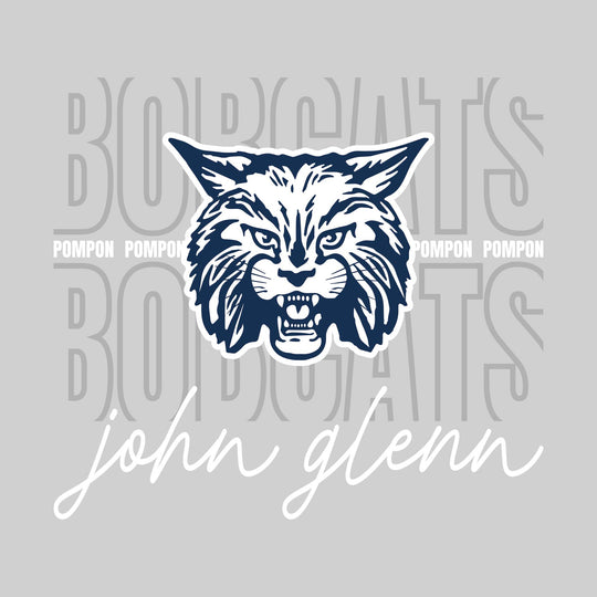 John Glenn Bobcats - Poms - Outlined Bobcats with Cursive John Glenn