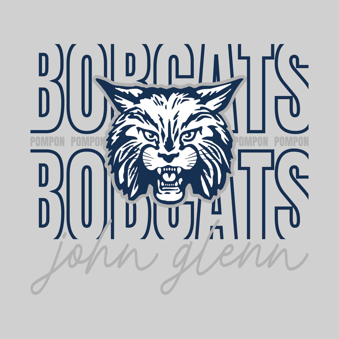John Glenn Bobcats - Poms - Outlined Bobcats with Cursive John Glenn