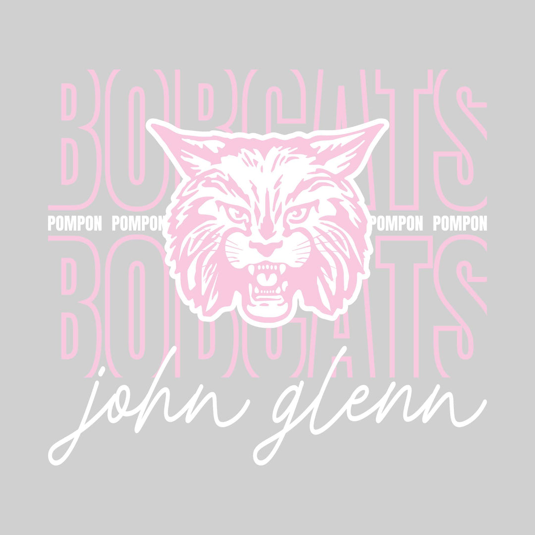 John Glenn Bobcats - Poms - Outlined Bobcats with Cursive John Glenn