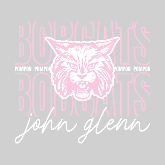 John Glenn Bobcats - Poms - Outlined Bobcats with Cursive John Glenn