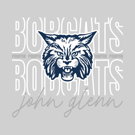 John Glenn Bobcats - Poms - Outlined Bobcats with Cursive John Glenn