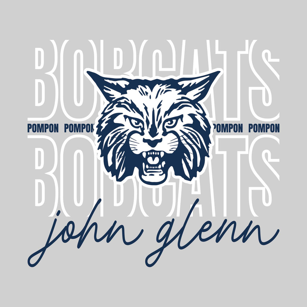 John Glenn Bobcats - Poms - Outlined Bobcats with Cursive John Glenn