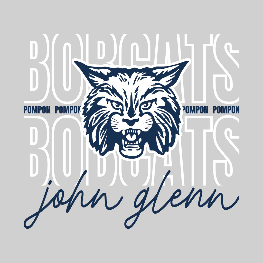 John Glenn Bobcats - Poms - Outlined Bobcats with Cursive John Glenn