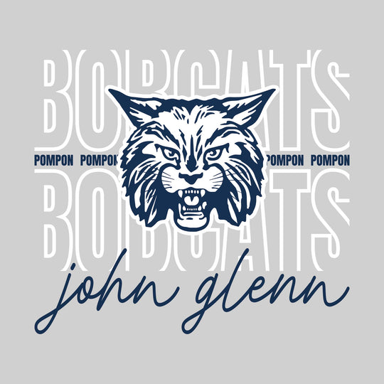 John Glenn Bobcats - Poms - Outlined Bobcats with Cursive John Glenn
