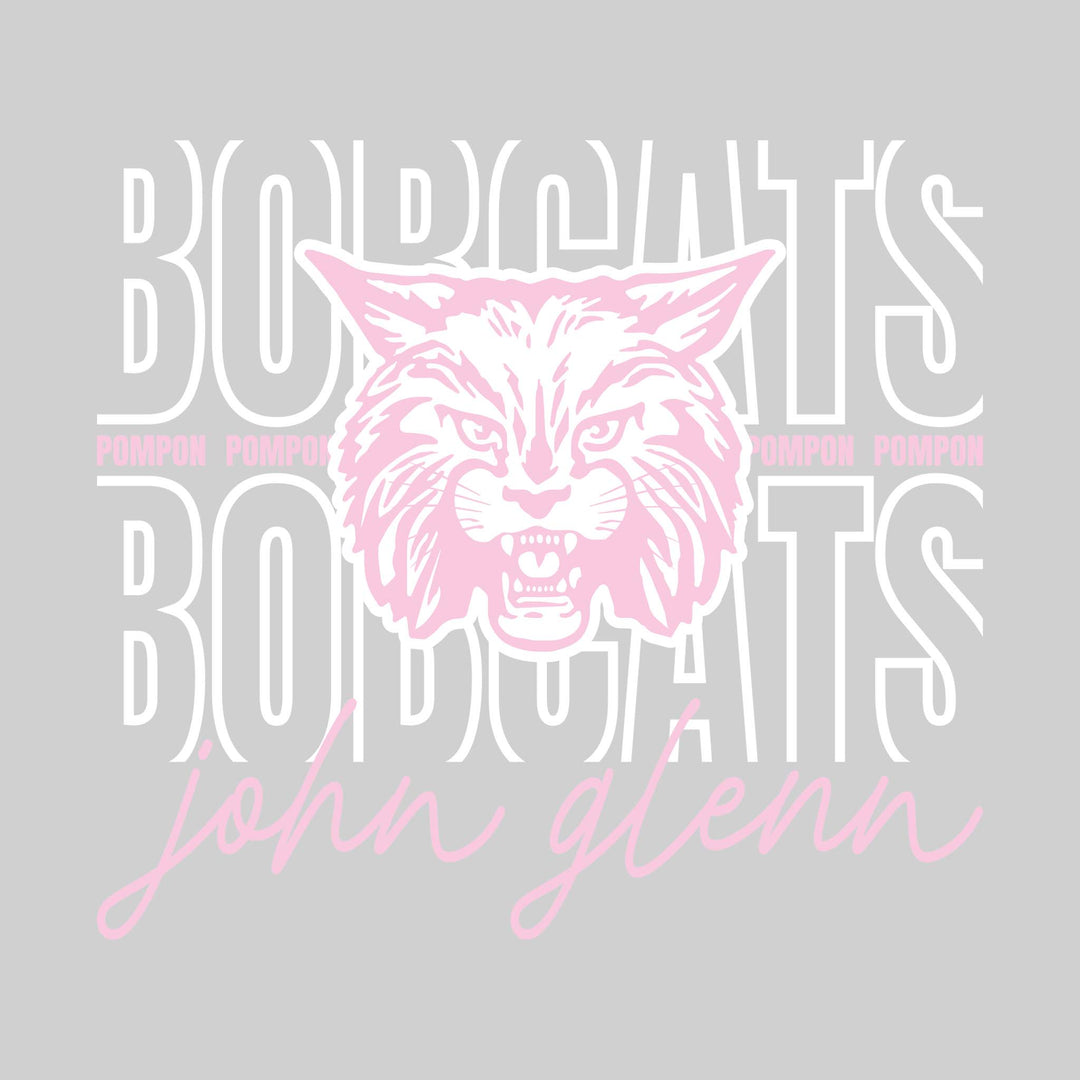 John Glenn Bobcats - Poms - Outlined Bobcats with Cursive John Glenn