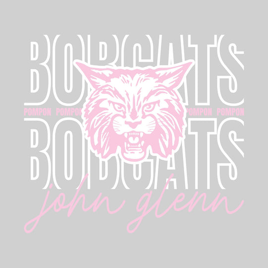 John Glenn Bobcats - Poms - Outlined Bobcats with Cursive John Glenn