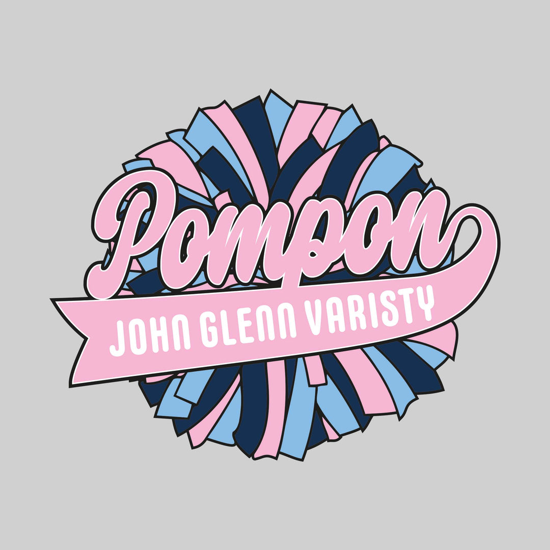 John Glenn Bobcats - Poms - Oversized Pom with Cursive Pompon and School Name