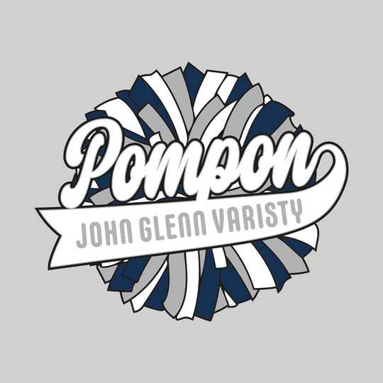 John Glenn Bobcats - Poms - Oversized Pom with Cursive Pompon and School Name