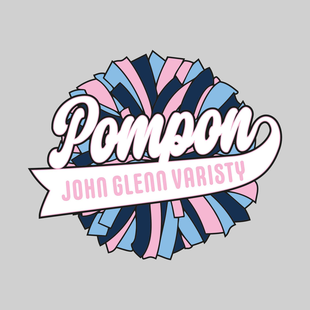 John Glenn Bobcats - Poms - Oversized Pom with Cursive Pompon and School Name