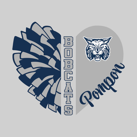 John Glenn Bobcats - Poms - Pom Heart with Mascot