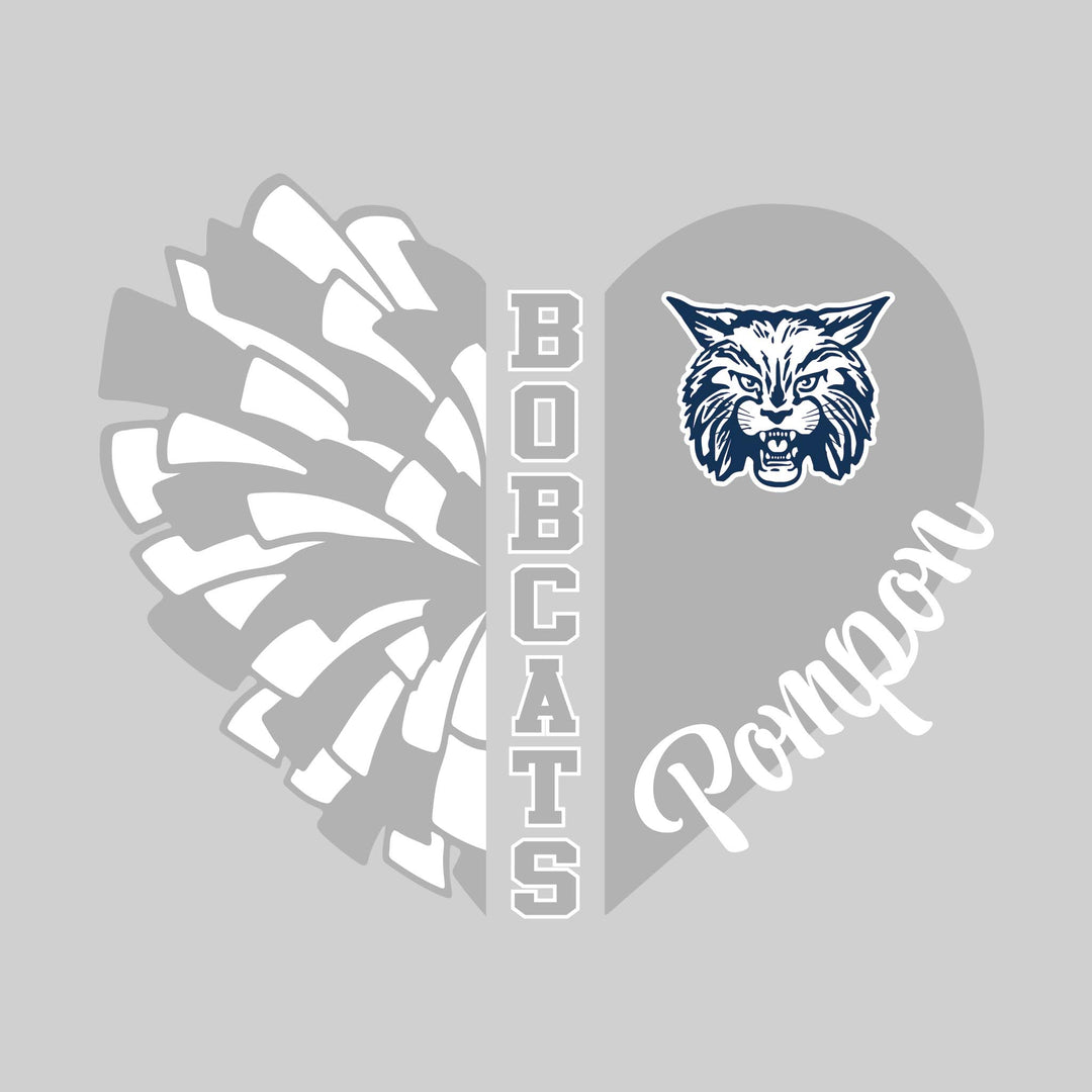 John Glenn Bobcats - Poms - Pom Heart with Mascot