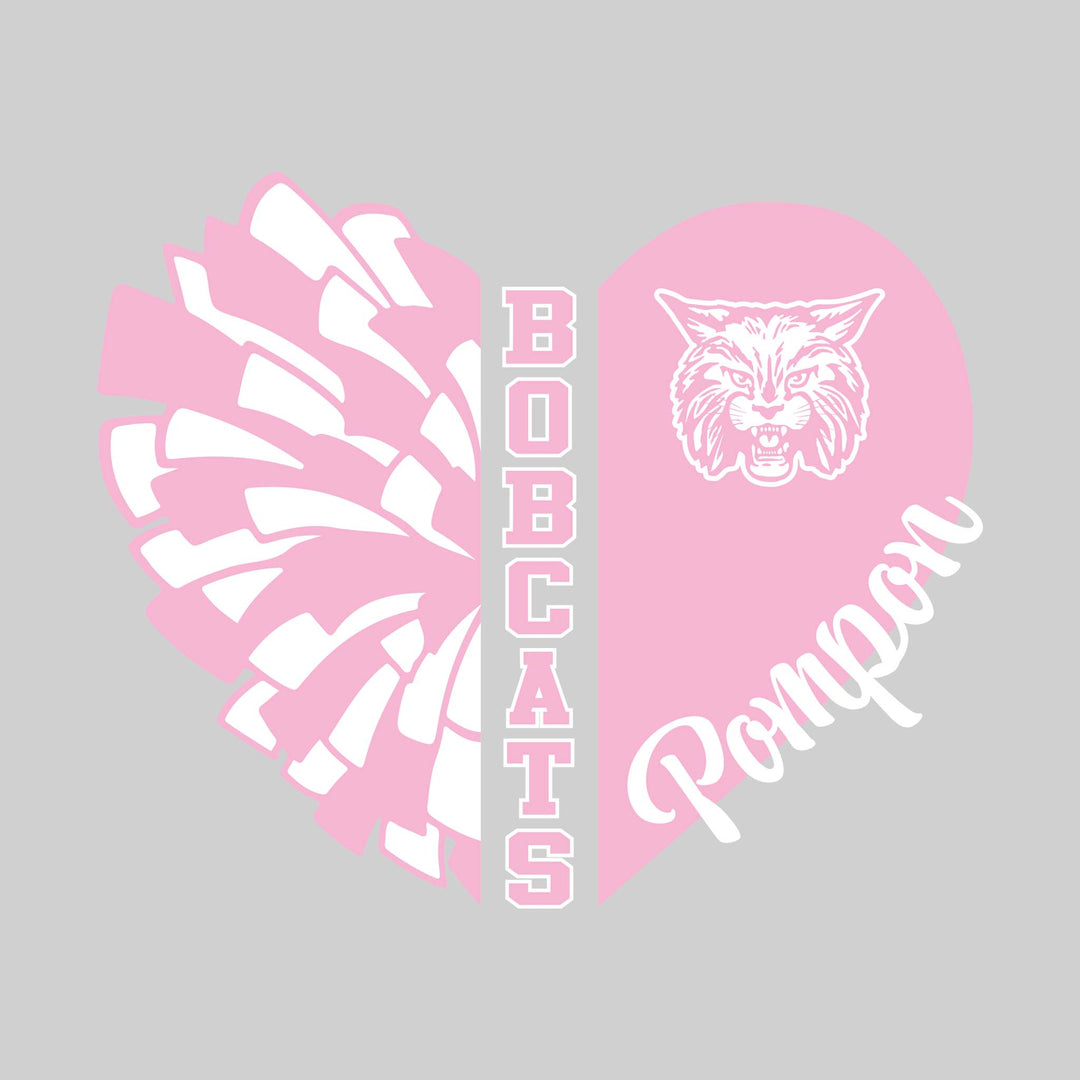 John Glenn Bobcats - Poms - Pom Heart with Mascot