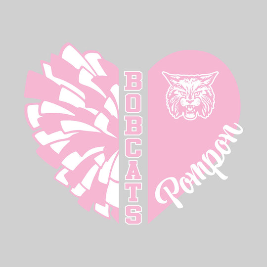 John Glenn Bobcats - Poms - Pom Heart with Mascot