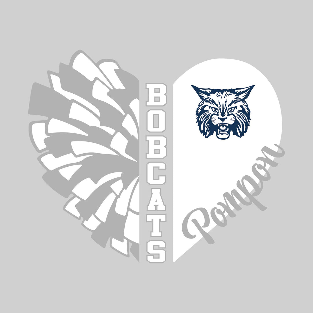 John Glenn Bobcats - Poms - Pom Heart with Mascot