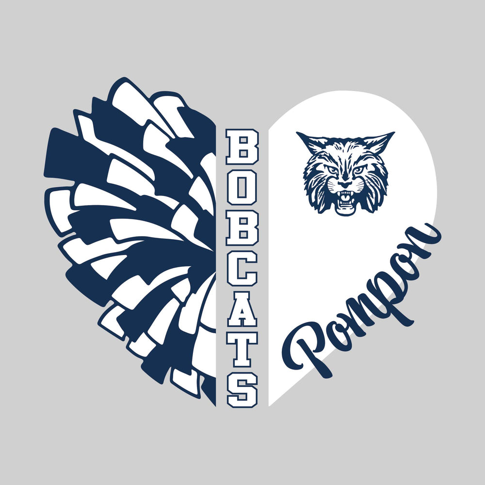 John Glenn Bobcats - Poms - Pom Heart with Mascot