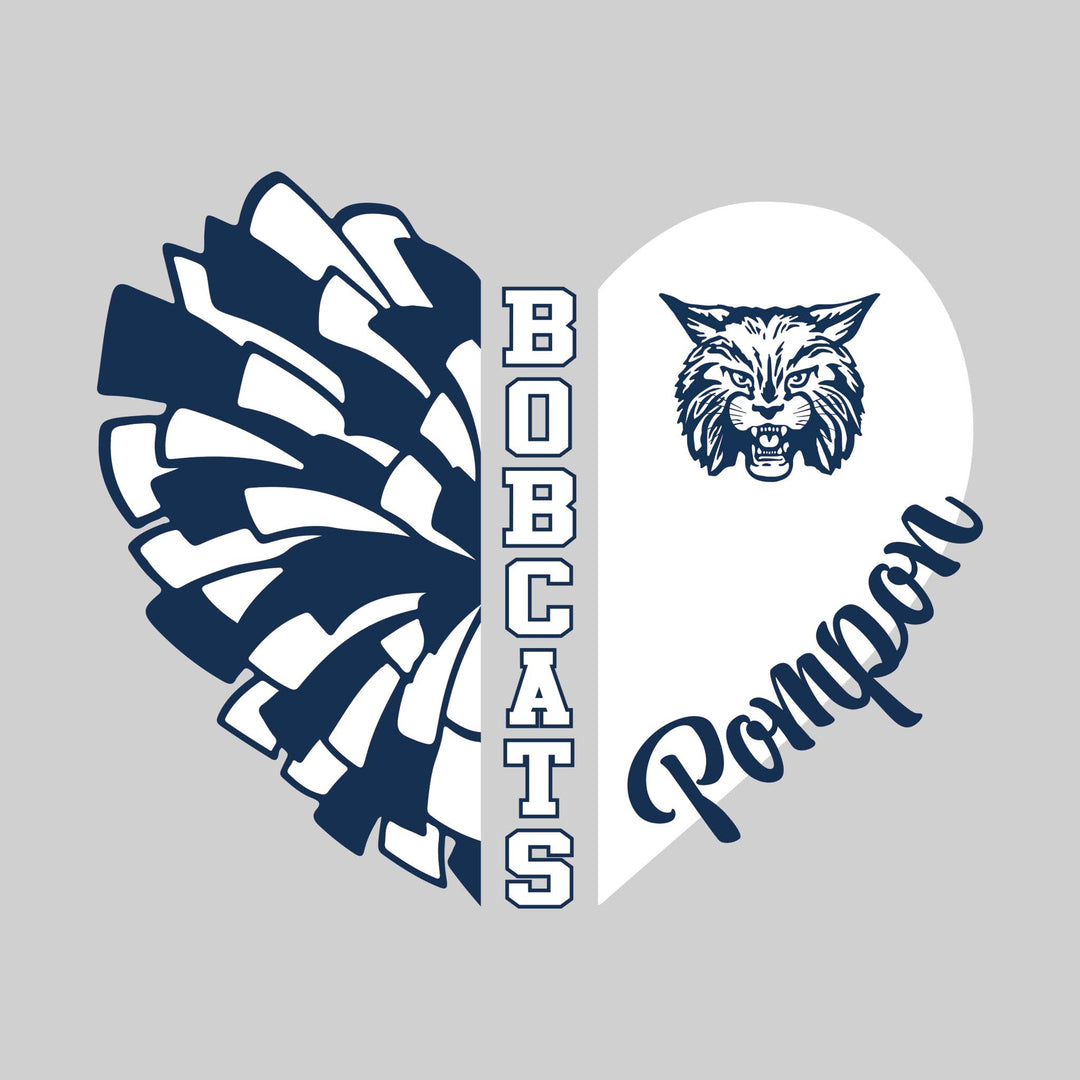 John Glenn Bobcats - Poms - Pom Heart with Mascot