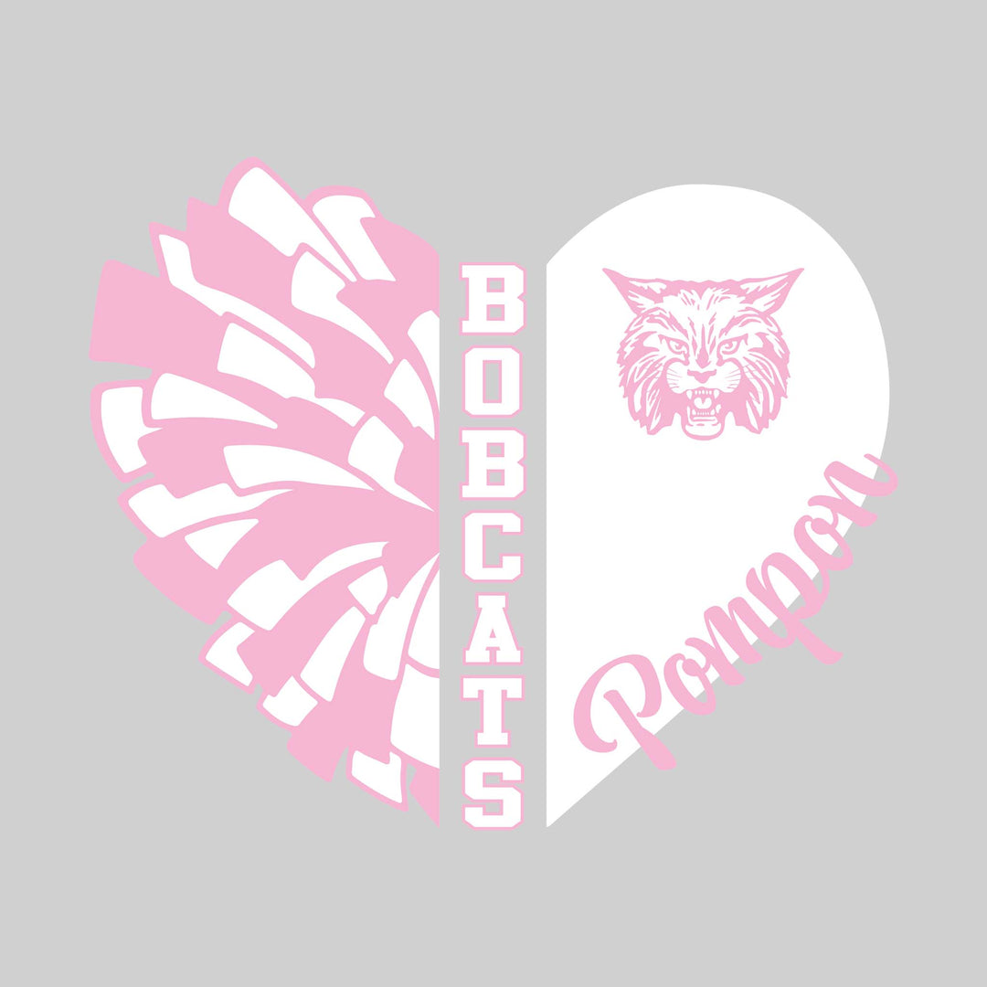 John Glenn Bobcats - Poms - Pom Heart with Mascot