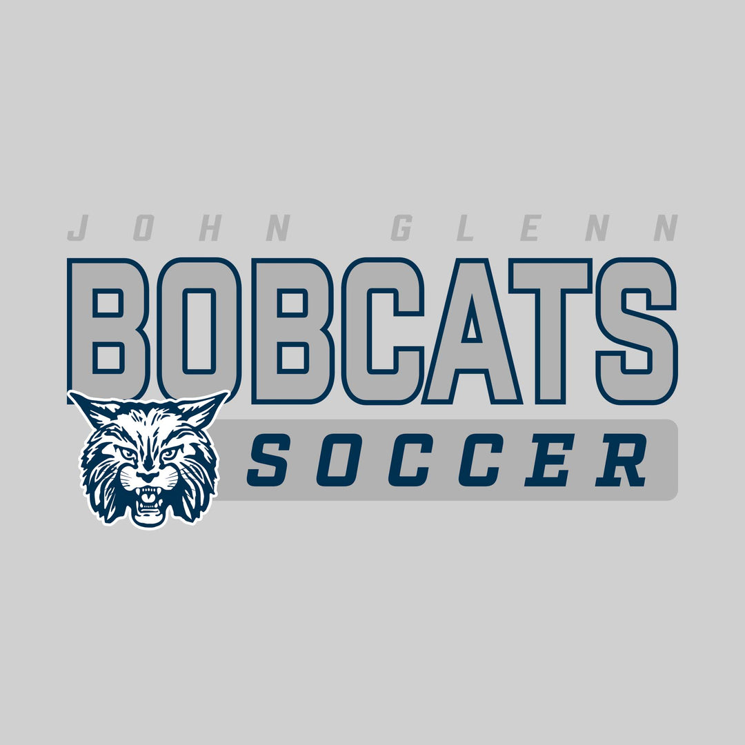 John Glenn Bobcats - Soccer - Outlined Mascot Name with Mascot &amp; Soccer