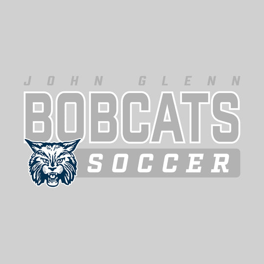 John Glenn Bobcats - Soccer - Outlined Mascot Name with Mascot &amp; Soccer