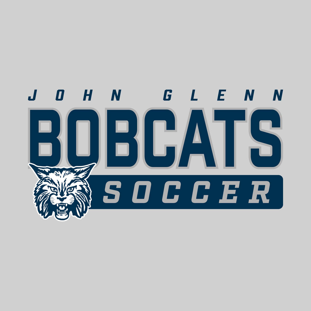 John Glenn Bobcats - Soccer - Outlined Mascot Name with Mascot &amp; Soccer