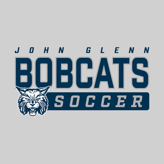 John Glenn Bobcats - Soccer - Outlined Mascot Name with Mascot &amp; Soccer