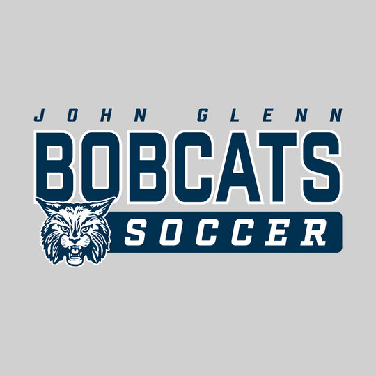 John Glenn Bobcats - Soccer - Outlined Mascot Name with Mascot &amp; Soccer