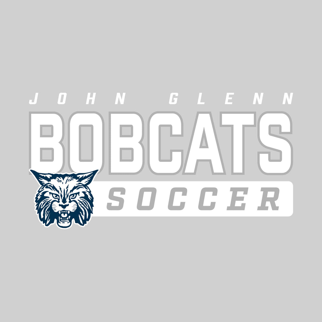 John Glenn Bobcats - Soccer - Outlined Mascot Name with Mascot &amp; Soccer
