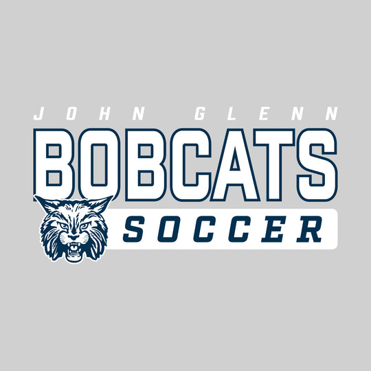 John Glenn Bobcats - Soccer - Outlined Mascot Name with Mascot &amp; Soccer