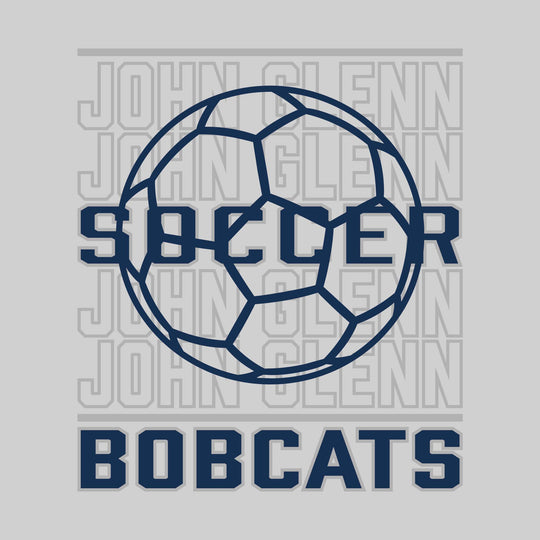 John Glenn Bobcats - Soccer - Repeated School Name with Soccer Ball Outline