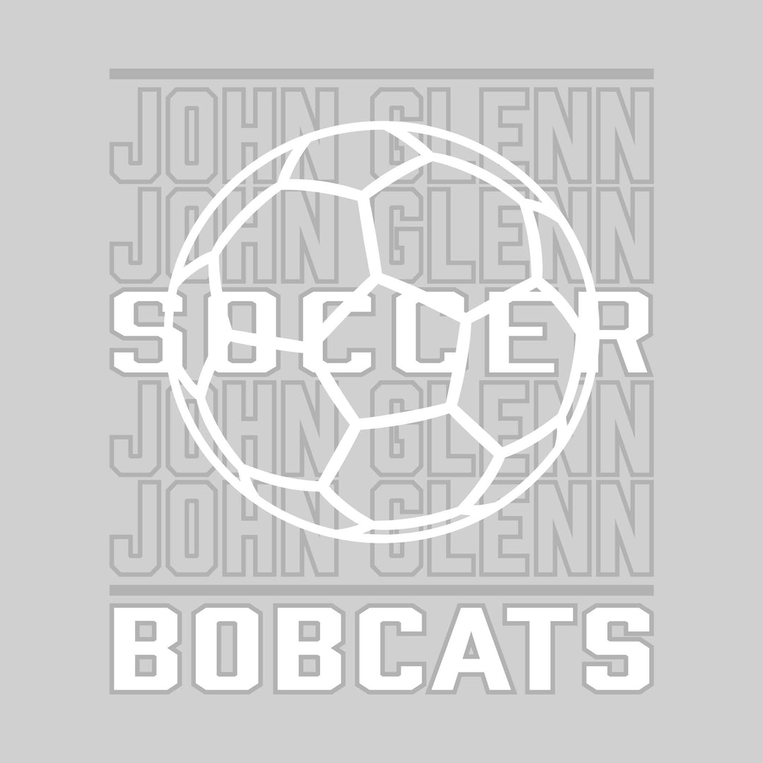 John Glenn Bobcats - Soccer - Repeated School Name with Soccer Ball Outline