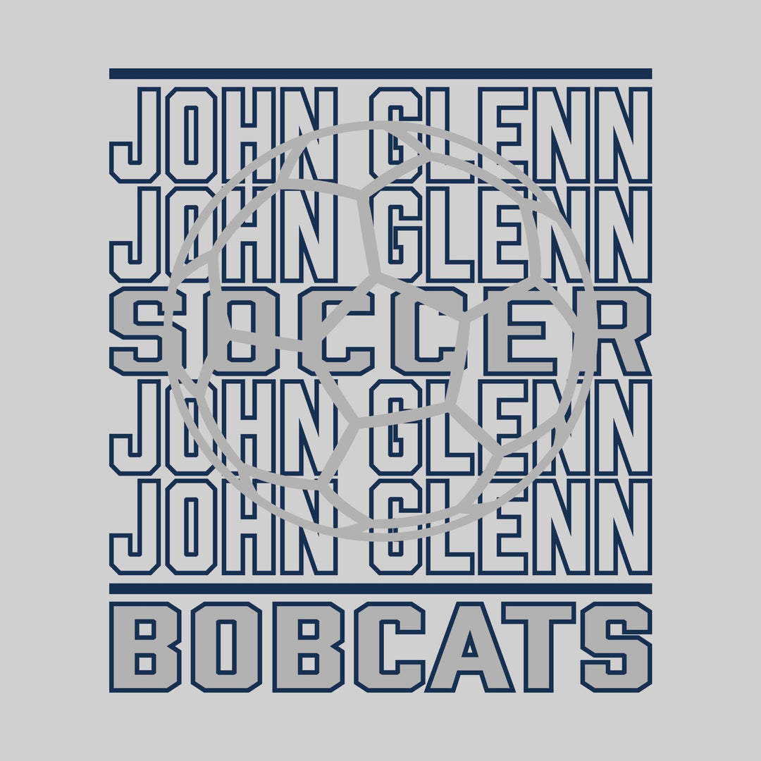John Glenn Bobcats - Soccer - Repeated School Name with Soccer Ball Outline