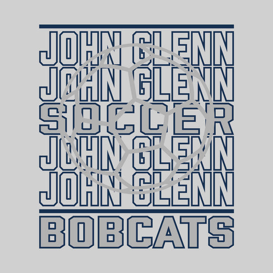 John Glenn Bobcats - Soccer - Repeated School Name with Soccer Ball Outline