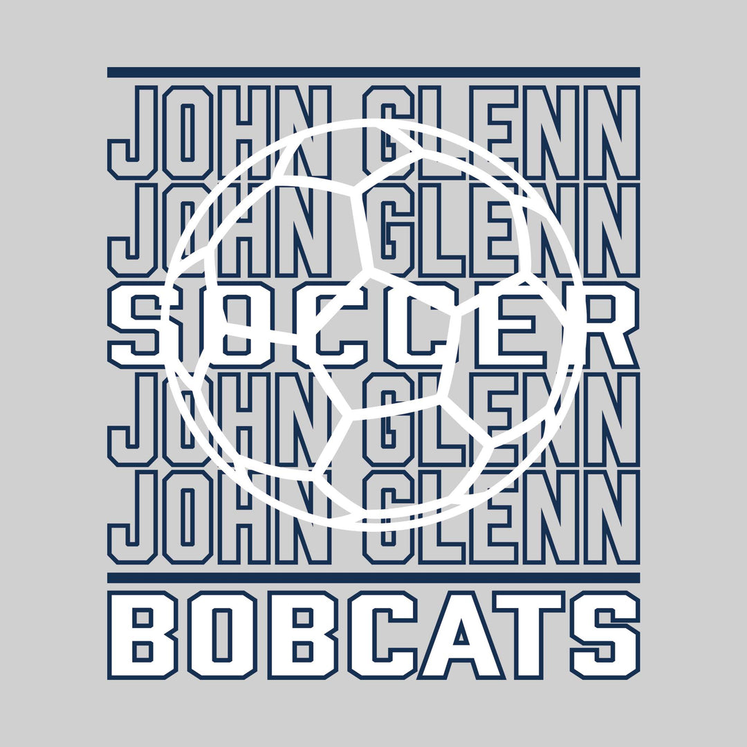 John Glenn Bobcats - Soccer - Repeated School Name with Soccer Ball Outline