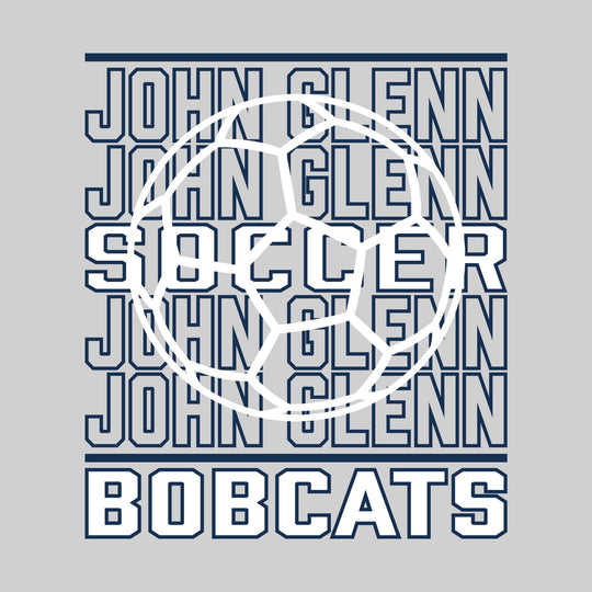 John Glenn Bobcats - Soccer - Repeated School Name with Soccer Ball Outline