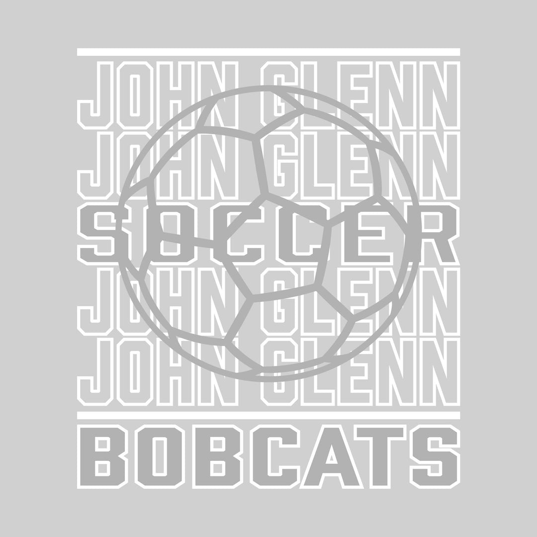 John Glenn Bobcats - Soccer - Repeated School Name with Soccer Ball Outline