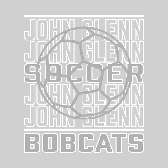 John Glenn Bobcats - Soccer - Repeated School Name with Soccer Ball Outline