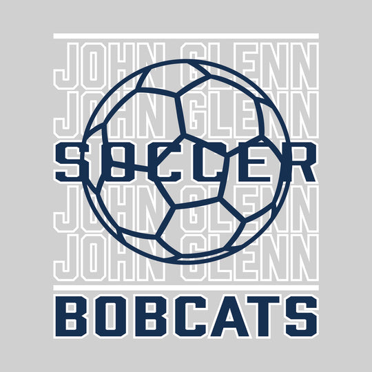 John Glenn Bobcats - Soccer - Repeated School Name with Soccer Ball Outline